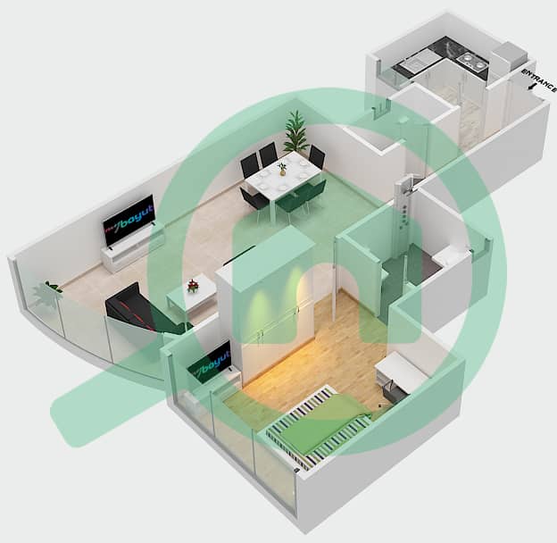 Sahara Tower 3 - 1 Bedroom Apartment Unit 10 Floor plan interactive3D