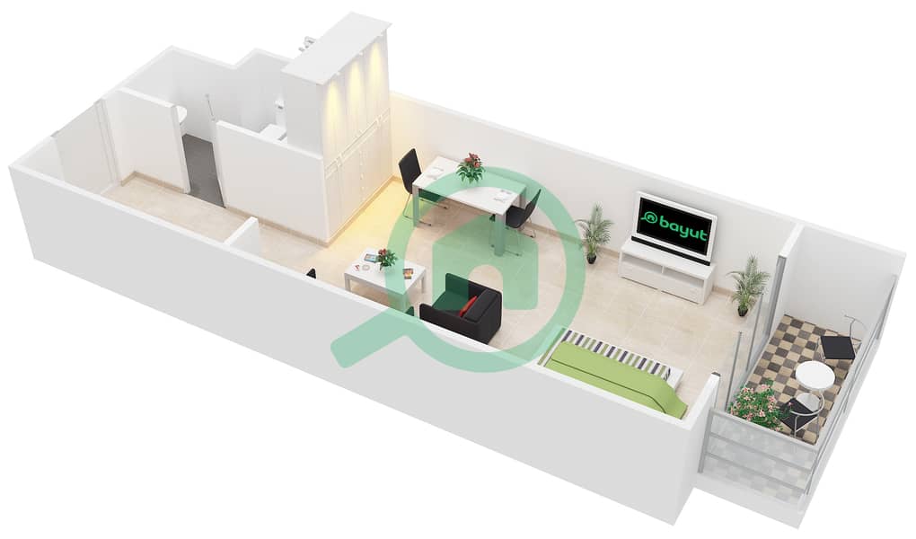乔万尼精品套房 - 单身公寓套房B戶型图 interactive3D