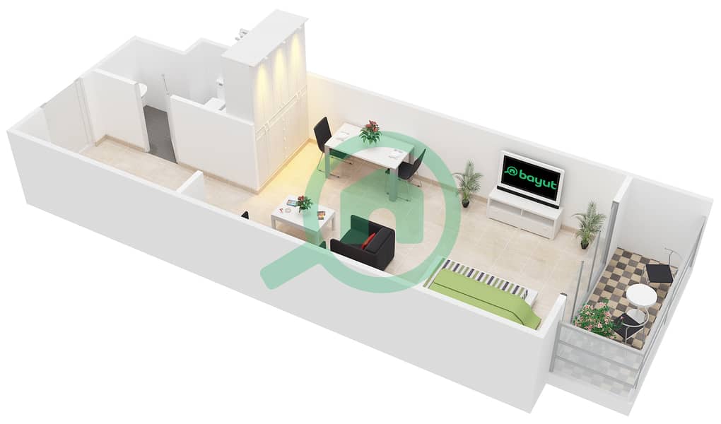 المخططات الطابقية لتصميم التصميم B شقة استوديو - جوفاني بوتيك سويتس interactive3D