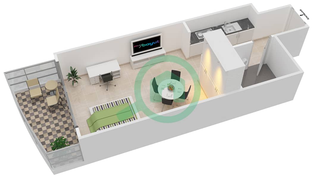Elite Sports Residence 4 - Studio Apartment Type/unit B/3-4,7-8,13-14,17-18 Floor plan interactive3D