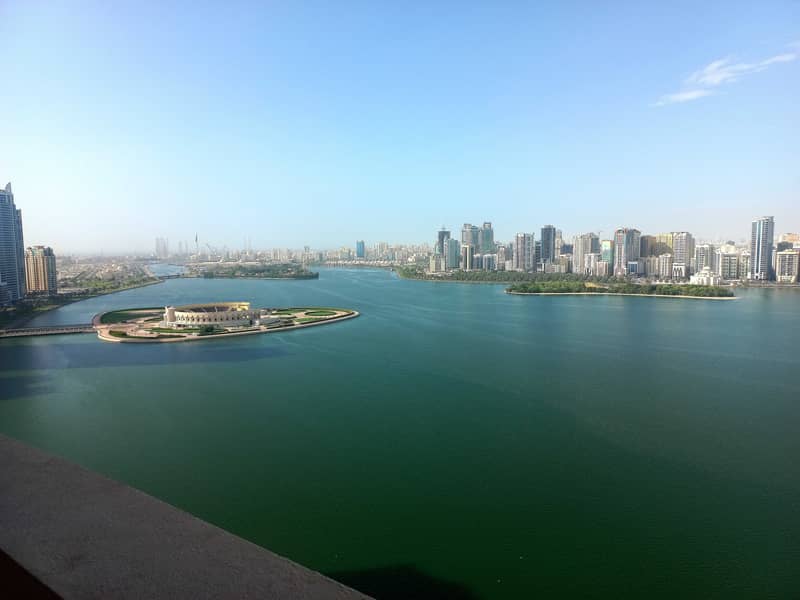 Seaview,  1 month free, luxury 3bh apartment with all master , maidroom wardrobes balcony,  gym pool parking at buhaira corniche,  al majaz 3 sharjah