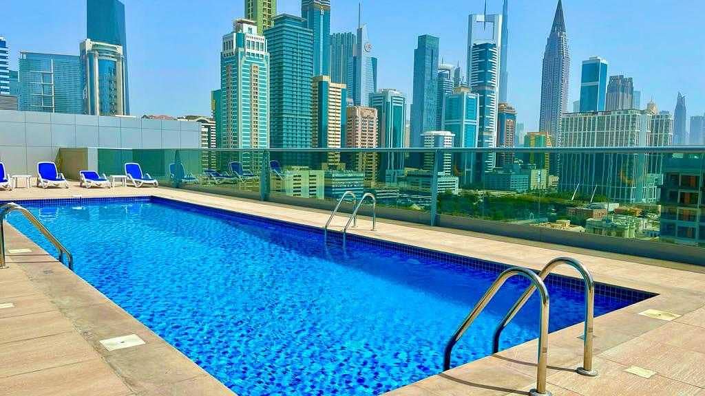 Big 1bhk rent only 43k in back side latifa tower sheikh zayed Road