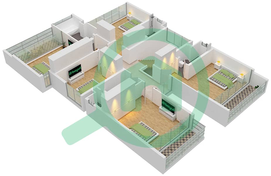 达马克山庄2号（达马克阿克雅） - 5 卧室别墅类型L3-SPRUCE戶型图 First Floor interactive3D