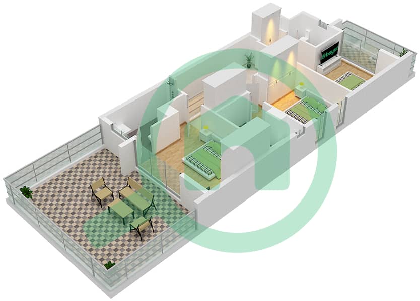 DAMAC Hills 2 (Akoya by DAMAC) - 3 Bedroom Villa Type XU-AA-LAUREL Floor plan First Floor interactive3D