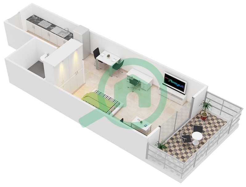 المخططات الطابقية لتصميم النموذج / الوحدة A/07 شقة استوديو - مساكن النخبة 3 interactive3D