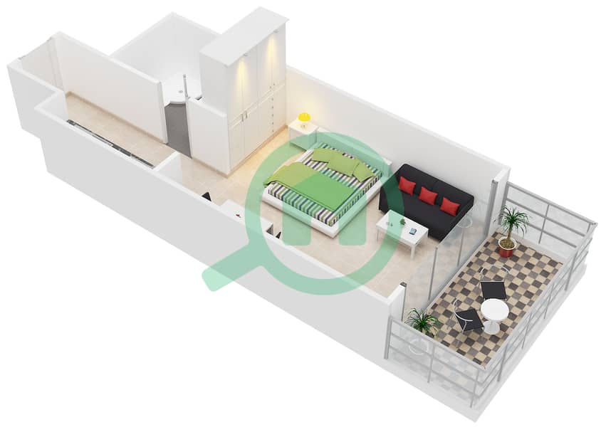 Elite Sports Residence 3 - Studio Apartment Type/unit B/2,3,13,14,15 Floor plan interactive3D