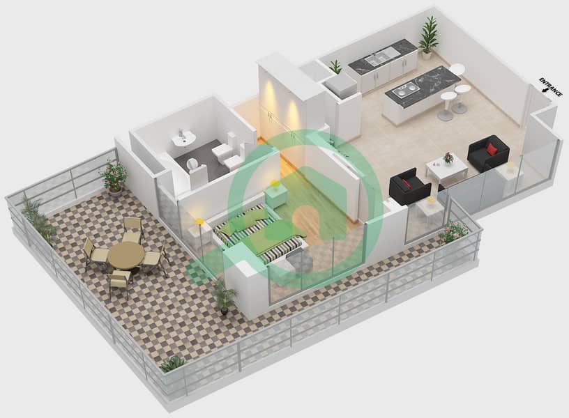 The Matrix - 1 Bedroom Apartment Type 1 Floor plan interactive3D