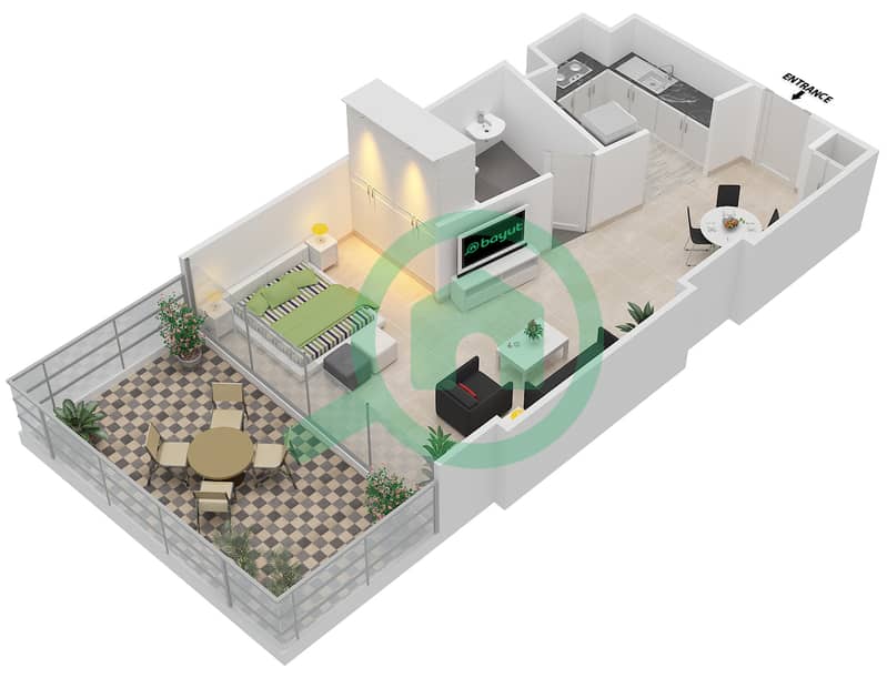 The Matrix - Studio Apartment Type 4,11 Floor plan interactive3D