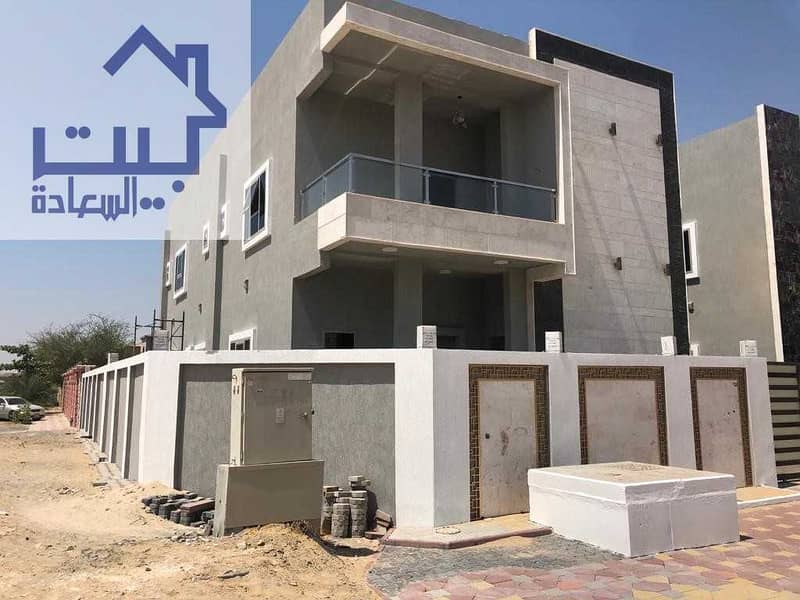 For sale corner villa in Ajman, European design, freehold, all nationalities, without down payment, installments up to 25 years