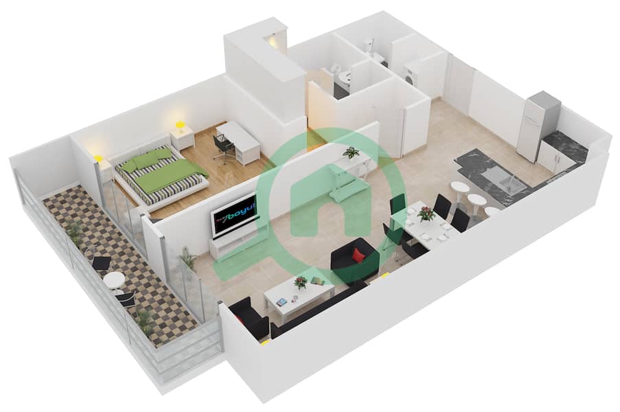 Белгравия 2 - Апартамент 1 Спальня планировка Тип 11B interactive3D