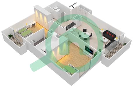 网球大厦 - 2 卧室公寓类型A戶型图