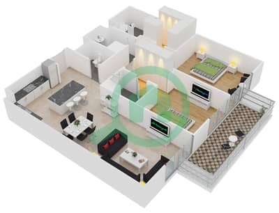 贝尔格莱维亚1号楼 - 2 卧室公寓类型L戶型图