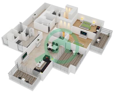 Belgravia 1 - 2 Bedroom Apartment Type N Floor plan