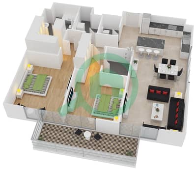 Belgravia 1 - 2 Bedroom Apartment Type W Floor plan