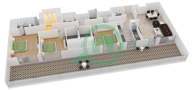 Belgravia 1 - 3 Bedroom Apartment Type G1 Floor plan