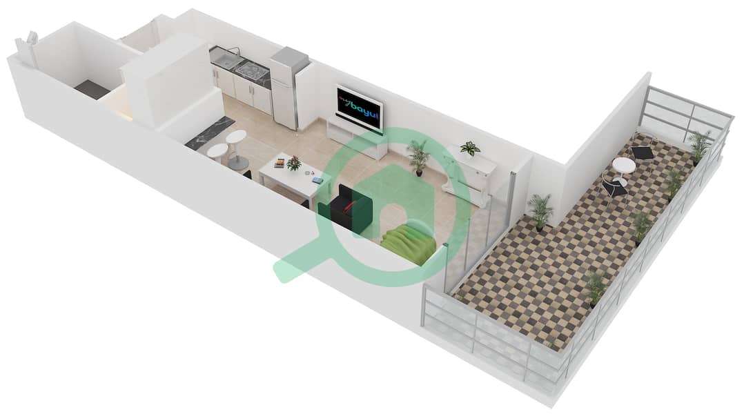 Белгравия 2 - Апартамент Студия планировка Тип 2 interactive3D