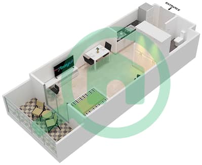 DAMAC Ghalia - Studio Apartment Unit 4 FLOOR 2-4 Floor plan