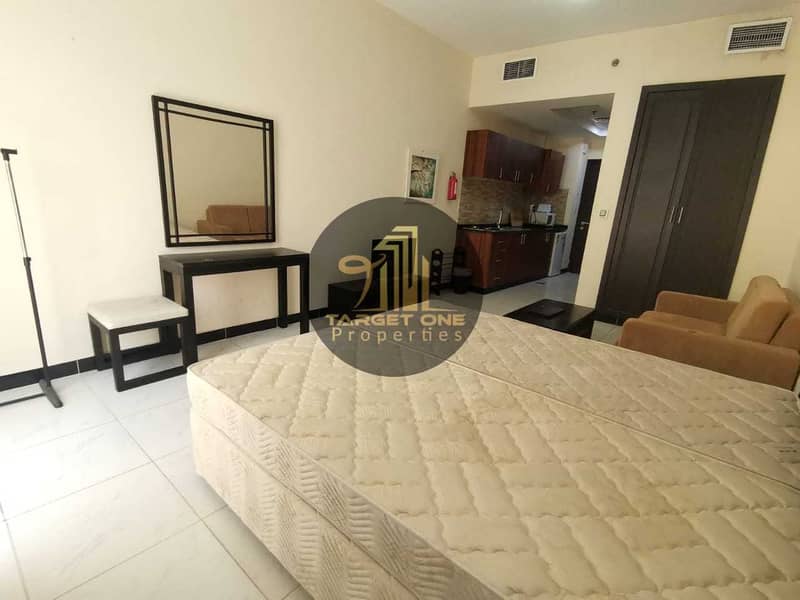 5 Fully Furnished Studio with Balcony| Monthly 3500 including DEWA