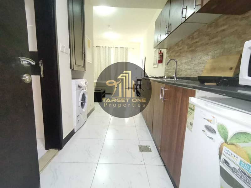 9 Fully Furnished Studio with Balcony| Monthly 3500 including DEWA