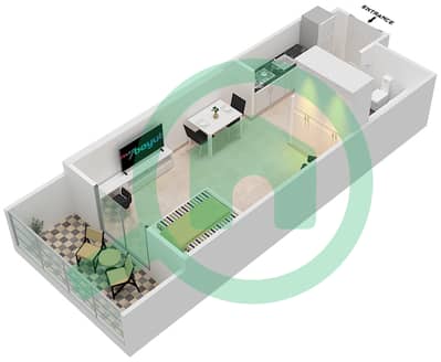 DAMAC Ghalia - Studio Apartment Unit 8 FLOOR 2-4 Floor plan