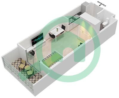 DAMAC Ghalia - Studio Apartments Unit 9 Floor 2-4 Floor plan