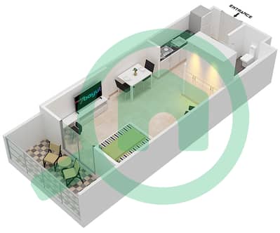 DAMAC Ghalia - Studio Apartment Unit 12 FLOOR 2-4 Floor plan