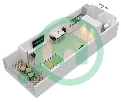 DAMAC Ghalia - Studio Apartment Unit 13 FLOOR 6-25 Floor plan