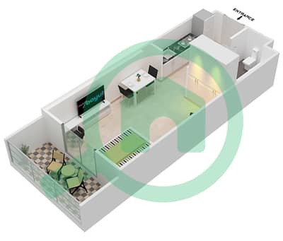 DAMAC Ghalia - Studio Apartment Unit 3 FLOOR 26 Floor plan
