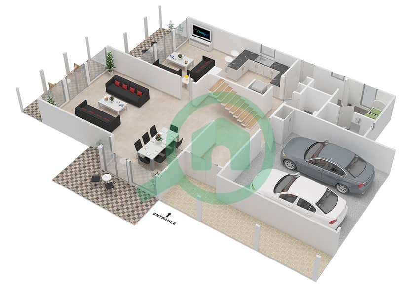 Saheel 3 - 3 Bedroom Villa Type 9 Floor plan interactive3D