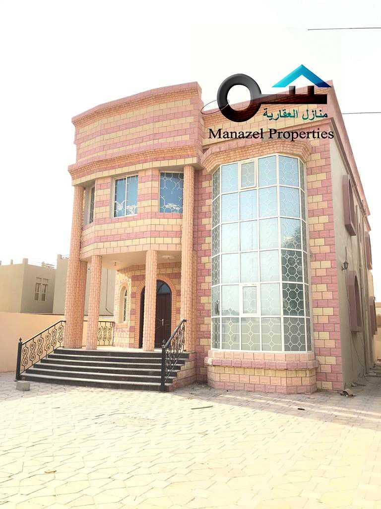 Villa for rent in Ajman, Al Rawda 1 area, the second piece of Algeria Street, with air conditioners.