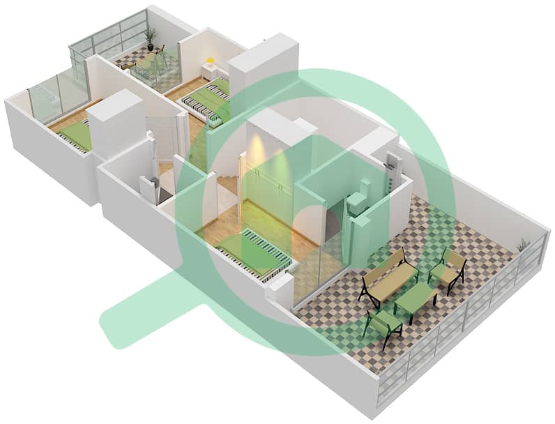 巴海亚别墅 - 4 卧室别墅类型R4A-EE戶型图 First Floor interactive3D