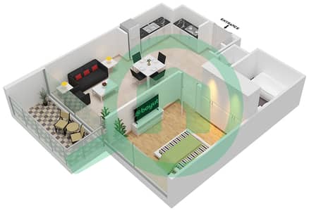 المخططات الطابقية لتصميم الوحدة 01 / FLOOR 2-16,18-13 شقة 1 غرفة نوم - B كريك سايد 18‬