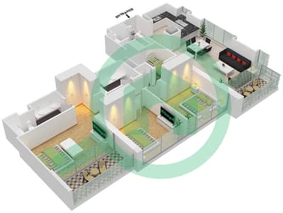 溪畔18号B座 - 3 卧室公寓单位03 / FLOOR 2-16,18-33戶型图