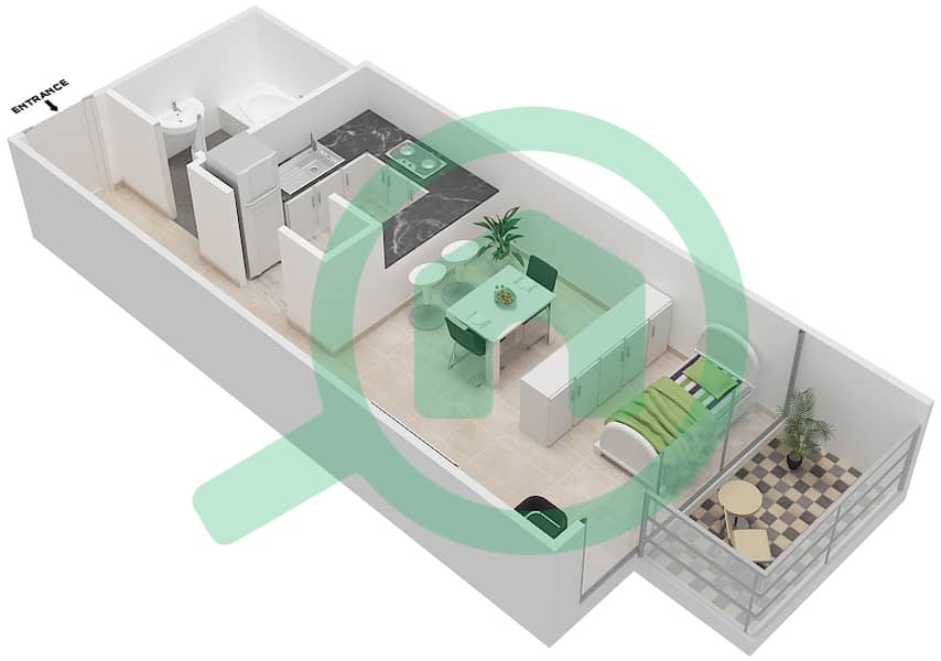 绿洲高级公园住宅 - 公寓类型B戶型图 interactive3D