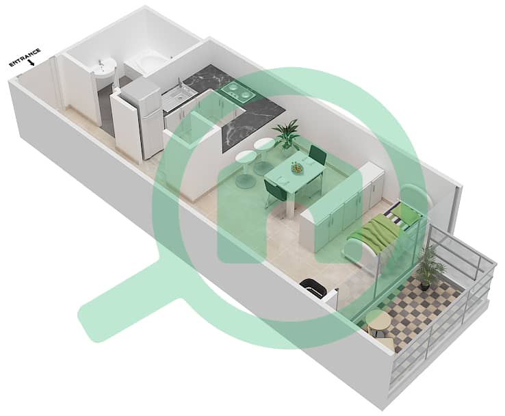 绿洲高级公园住宅 - 公寓类型C戶型图 interactive3D
