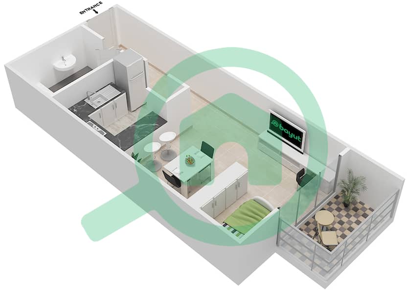 绿洲高级公园住宅 - 公寓类型D戶型图 interactive3D