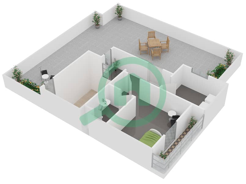 المخططات الطابقية لتصميم النموذج TH-1 تاون هاوس 4 غرف نوم - فيكتوري هايتس Second Floor interactive3D