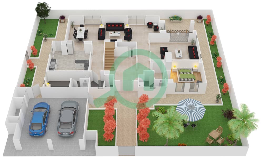 Victory Heights - 5 Bedroom Villa Type B Floor plan Ground Floor interactive3D