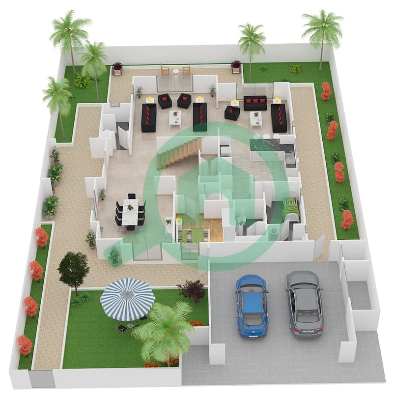Calida - 5 Bedroom Villa Type C1 Floor plan Ground Floor interactive3D