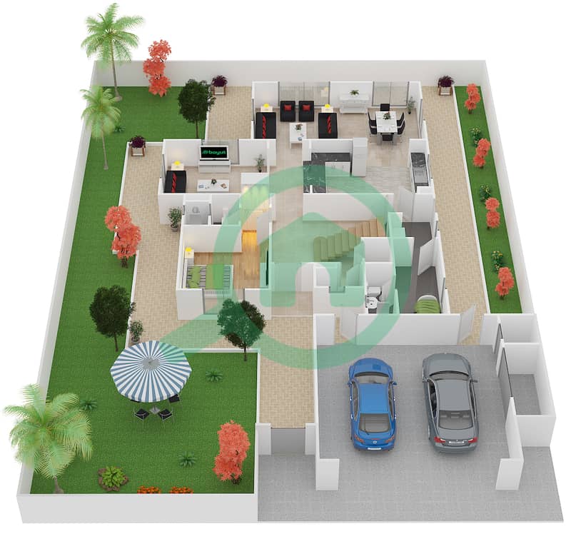 Victory Heights - 5 Bedroom Villa Type C2 Floor plan Ground Floor interactive3D