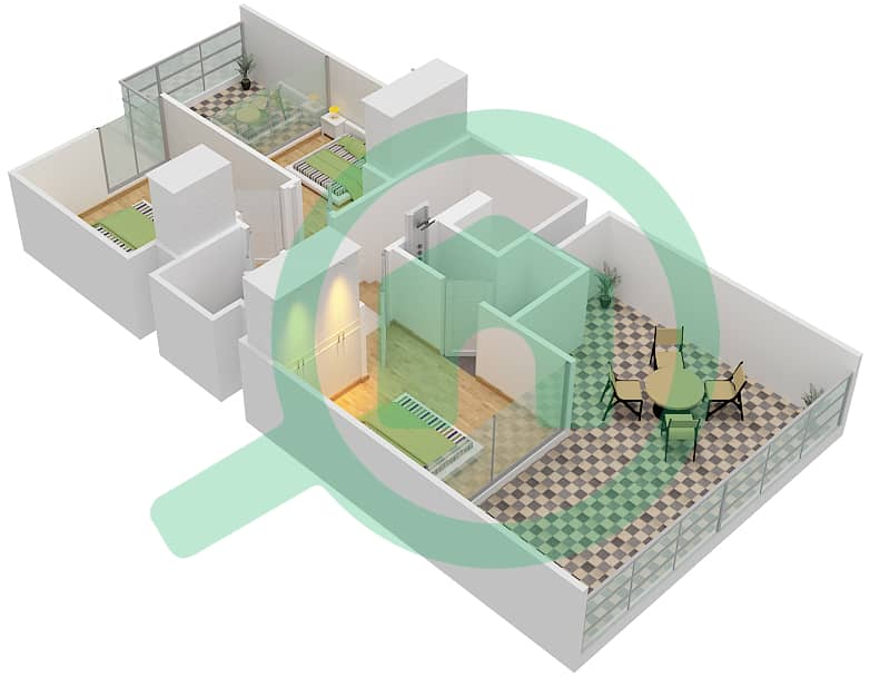 巴海亚别墅 - 4 卧室别墅类型R4A-M戶型图 First Floor interactive3D