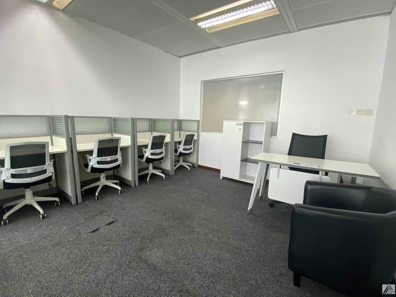 Fully Furnished and Serviced office -suitable for 4 o 5 staff -Affordable price only AED 36000/-