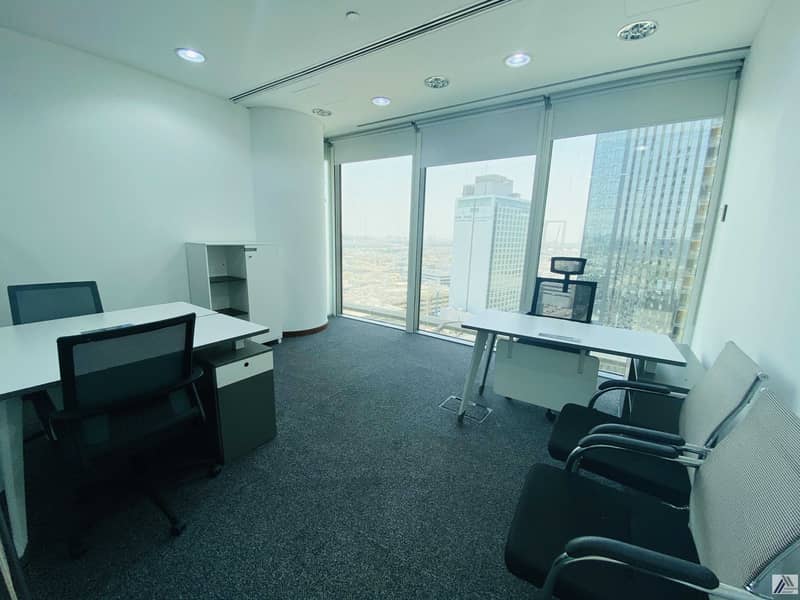 2 Fully Furnished and Serviced office -suitable for 4 o 5 staff -Affordable price only AED 36000/-