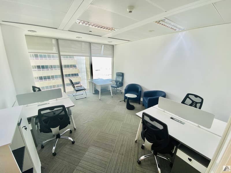 3 Fully Furnished and Serviced office -suitable for 4 o 5 staff -Affordable price only AED 36000/-