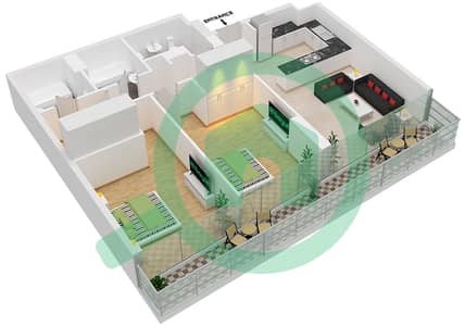 المخططات الطابقية لتصميم النموذج A شقة 2 غرفة نوم - مساكن النسيم B