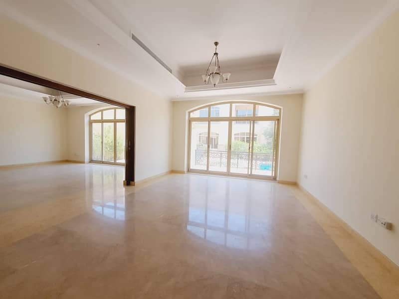3 Very spacious 5bhk compound villa with study & shared pool+gym in umm suqaim 1 rent is 240k