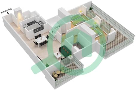 المخططات الطابقية لتصميم النموذج / الوحدة A2/06 FLOOR 4-15 شقة 2 غرفة نوم - برمودا فيوز