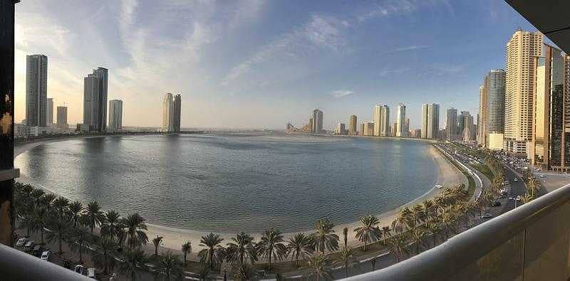 Ac free 3bhk with balcony wardrobes maid room 3master sea view al mamzer sharjah 70k 73k 75k 4/6cheques