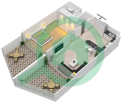 المخططات الطابقية لتصميم التصميم 512 شقة 1 غرفة نوم - بن غاطي فيوز