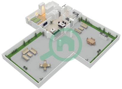 المخططات الطابقية لتصميم النموذج L1 شقة 1 غرفة نوم - الزاهية